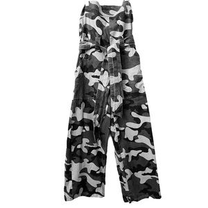 Hot & Delicious, Camo Strapless Wide leg Jump Suit Streetwear Urban Chic